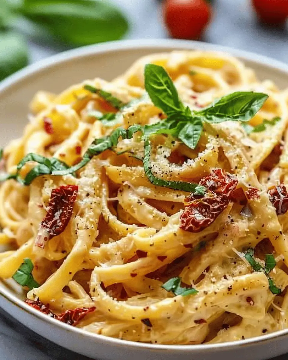 Creamy Sun-Dried Tomato Pasta with Turkey Bacon: A Cozy Delight