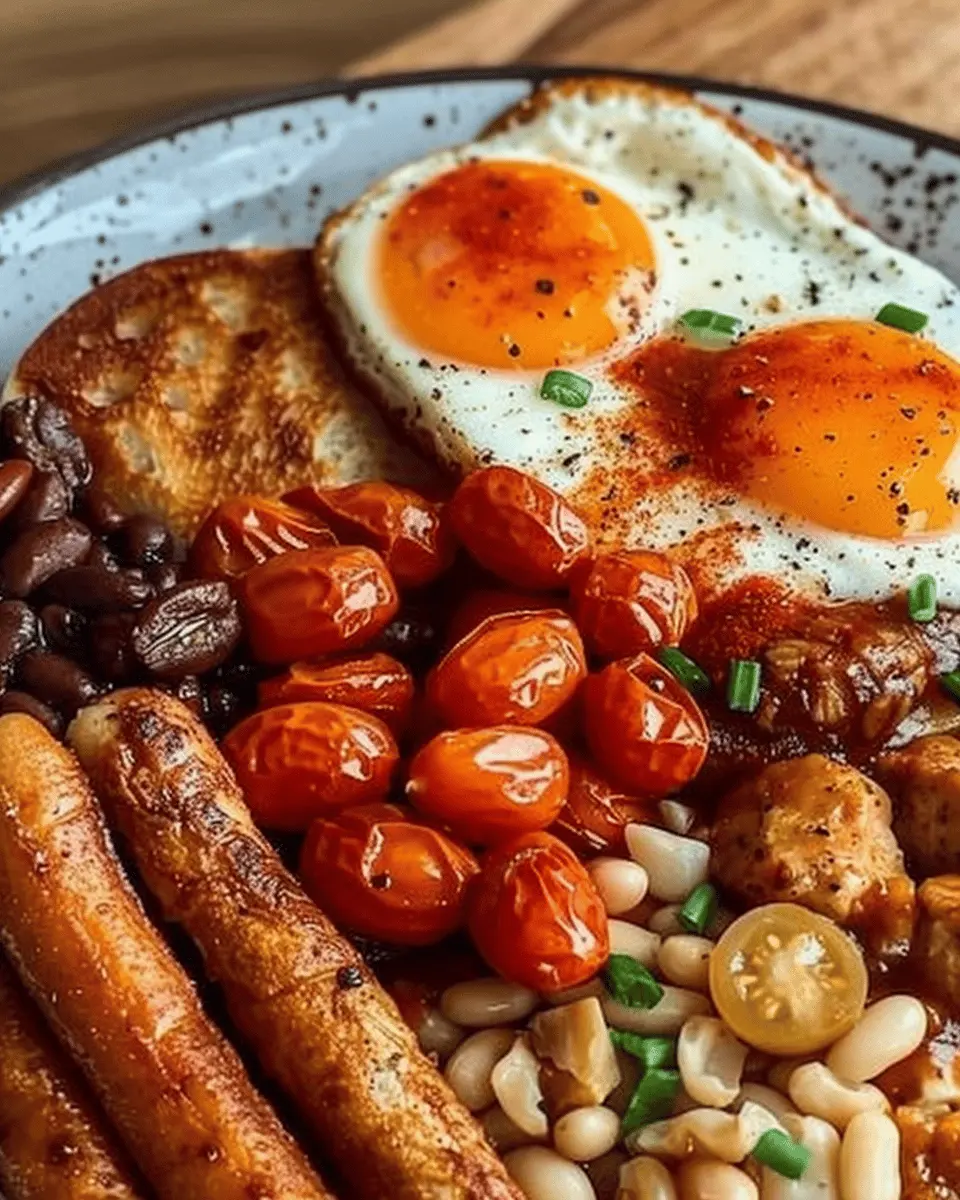 Full English Breakfast: Easy Turkey Bacon and Chicken Ham Delight