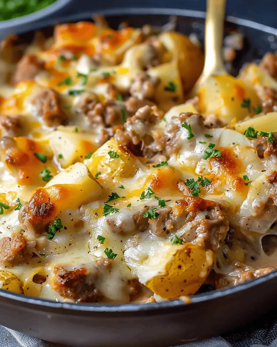 One-Pan Cheesy Meat and Potato Skillet with Turkey Bacon Bliss