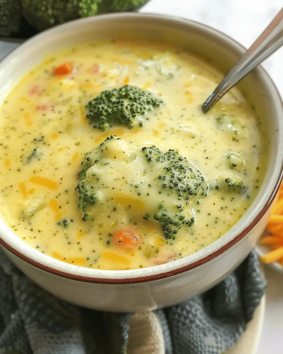 High Protein Broccoli Cheddar Soup with Turkey Bacon Delight