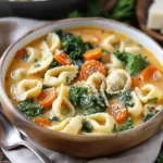 Healthier Slow Cooker Creamy Tortellini Vegetable Soup