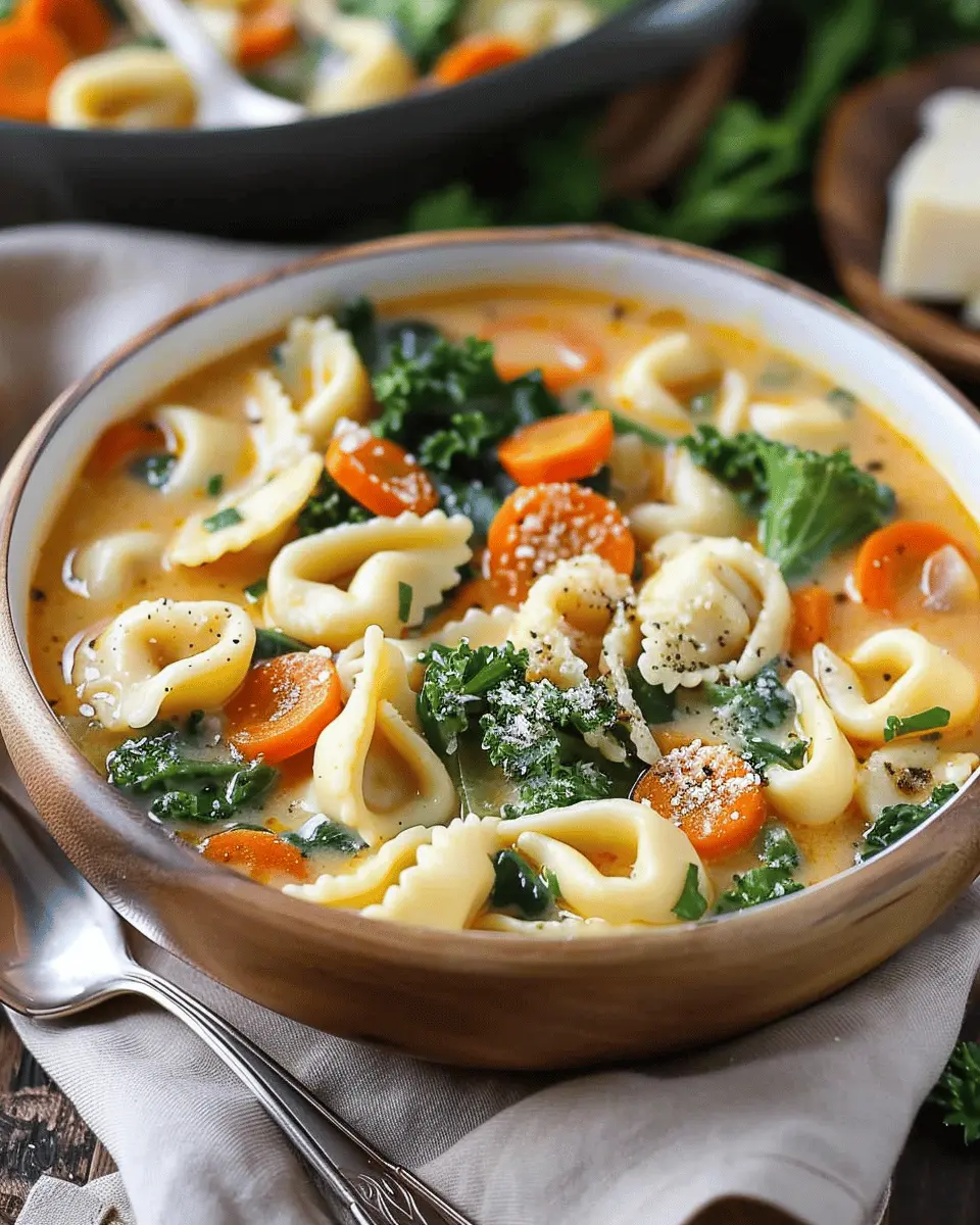Healthier Slow Cooker Creamy Tortellini Vegetable Soup Delight