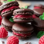 Dark Chocolate Raspberry Macarons