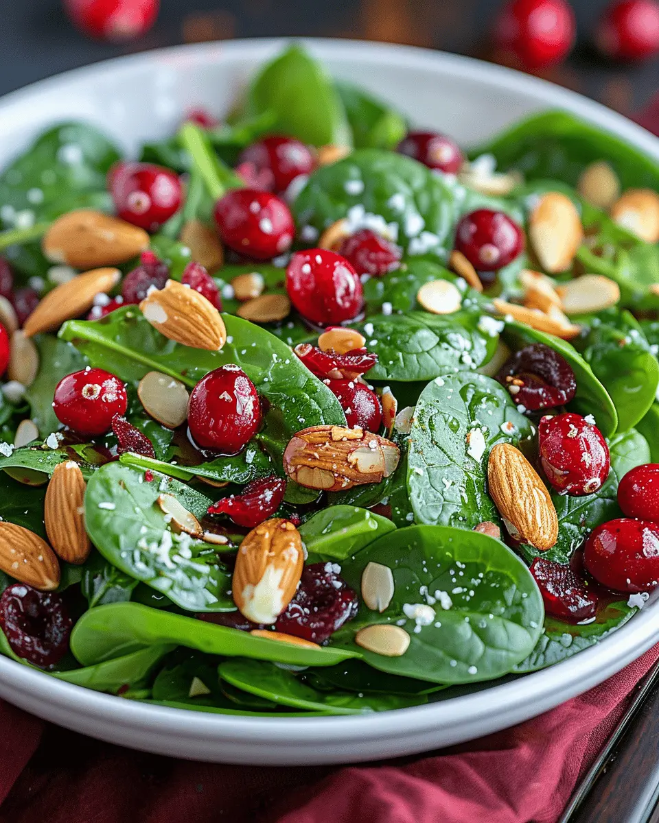 Cranberry Spinach Salad with Turkey Bacon and Chicken Ham Delight