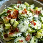 Creamy Cucumber Salad with Bacon and Cheese