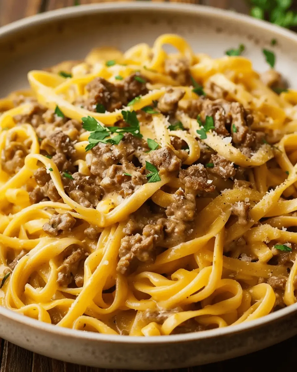 One Pot Creamy Beef Pasta: Indulgent Garlic Butter Delight