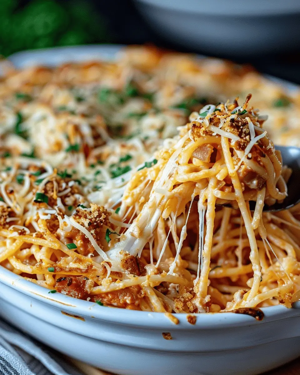 Baked Cream Cheese Spaghetti Casserole Heaven with Turkey Bacon
