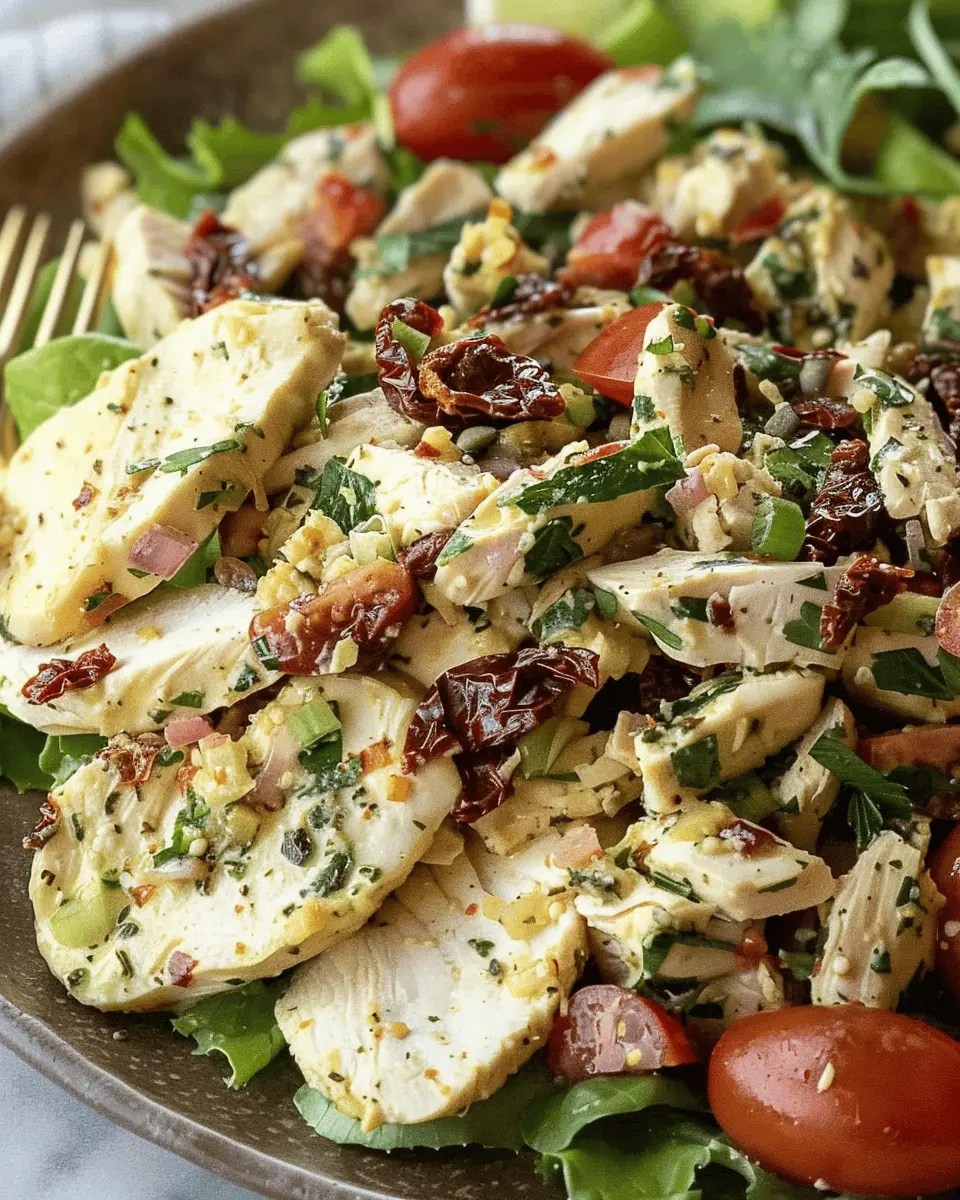 Easy Tuscan Chicken Salad with Sun-Dried Tomatoes and Turkey Bacon