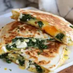 10 Minute Spinach and Feta Breakfast Quesadilla