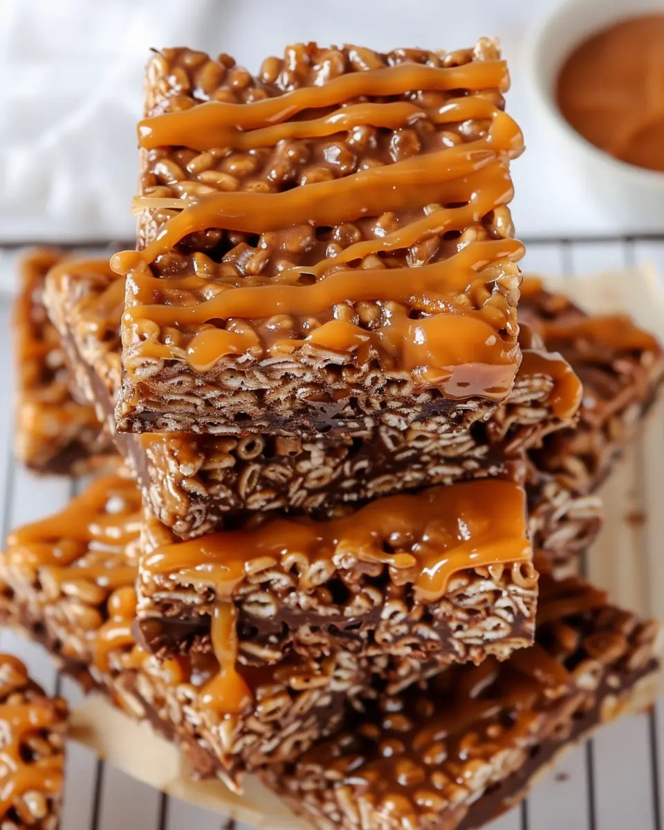 Chocolate Churro Rice Krispie Treats: Delightful Caramel Drizzle