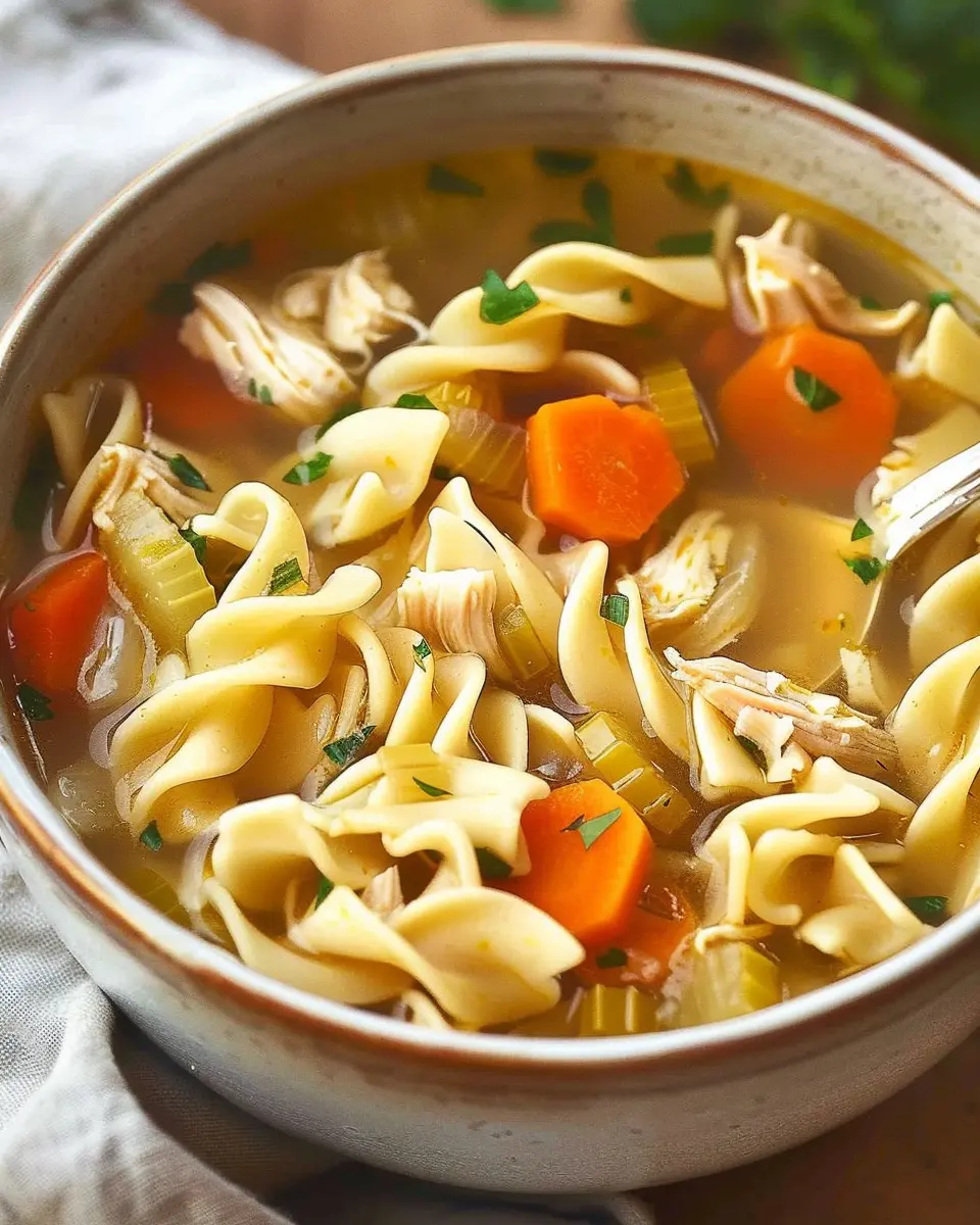 Chicken Noodle Soup Made Easy with Turkey Bacon and Chicken Ham