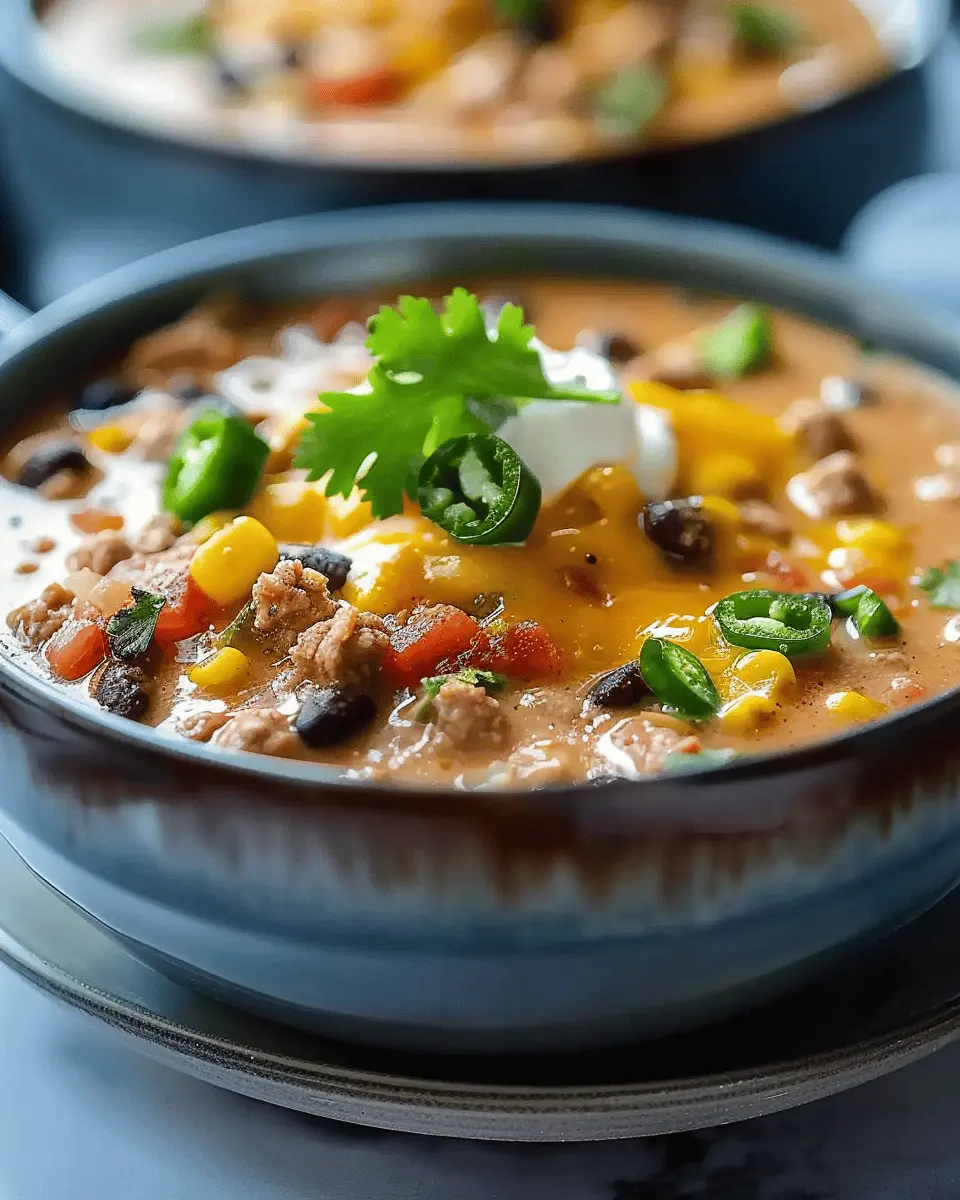 High Protein Creamy Taco Soup with Turkey Bacon and Chicken Ham