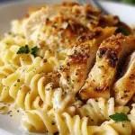 Creamy Garlic Parmesan Chicken with Cheesy Twisted Pasta