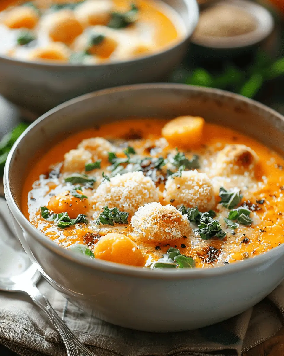 Savory Butternut Squash Gnocchi Soup with Turkey Bacon Delight