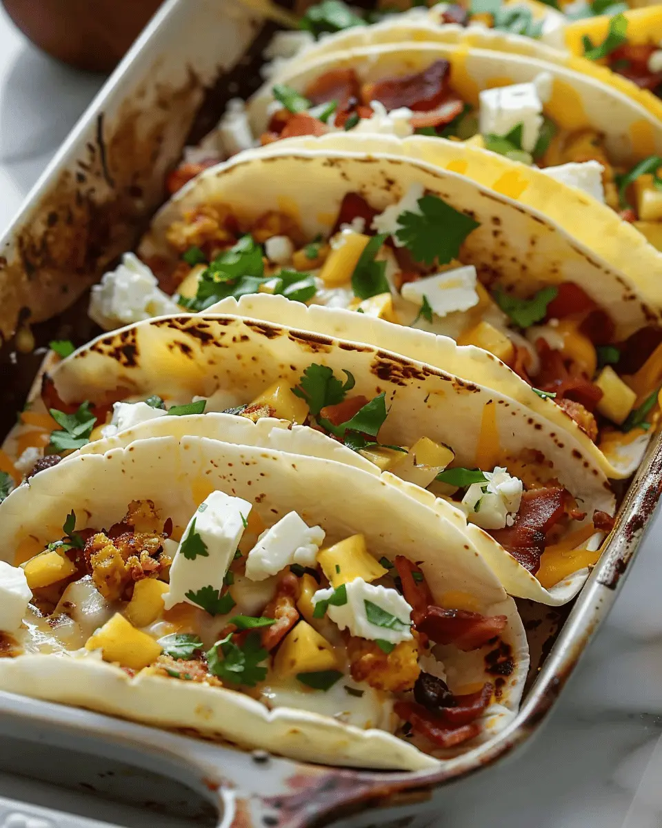 Tasty Baked Breakfast Tacos with Turkey Bacon and Chicken Ham