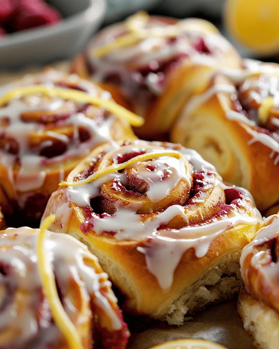 Raspberry Cinnamon Rolls: Indulgent Treat with Lemon Glaze