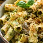 Creamy Pesto Rigatoni with Chili Garlic Breadcrumbs
