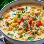 Creamy Parmesan Cajun Chicken Pasta Soup