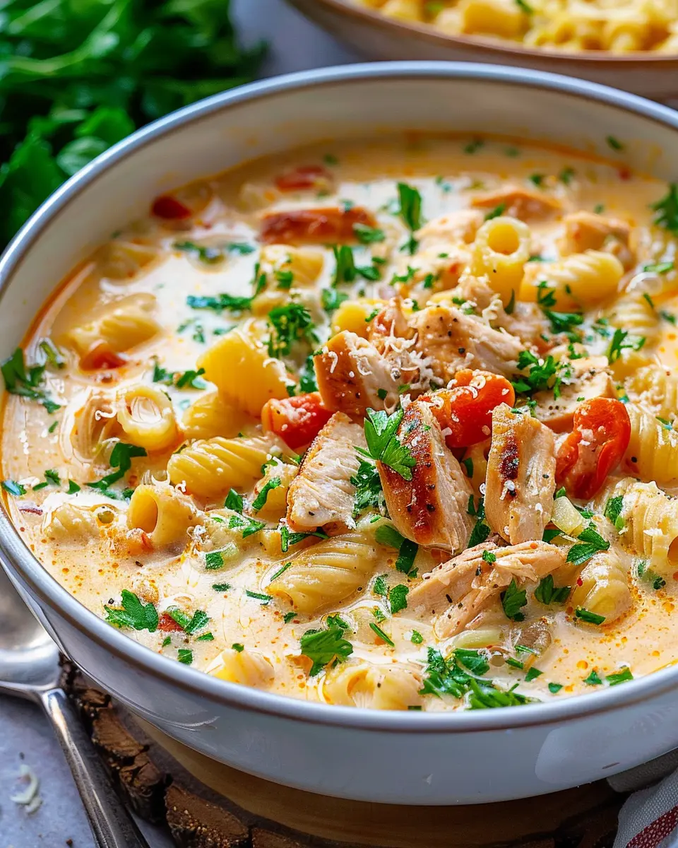 Creamy Parmesan Cajun Chicken Pasta Soup: Easy Comfort Food Delight