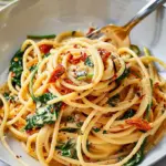 Spaghetti & Spinach with Sun-Dried Tomato Cream Sauce