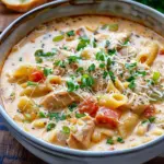 Creamy Parmesan Cajun Chicken Pasta Soup