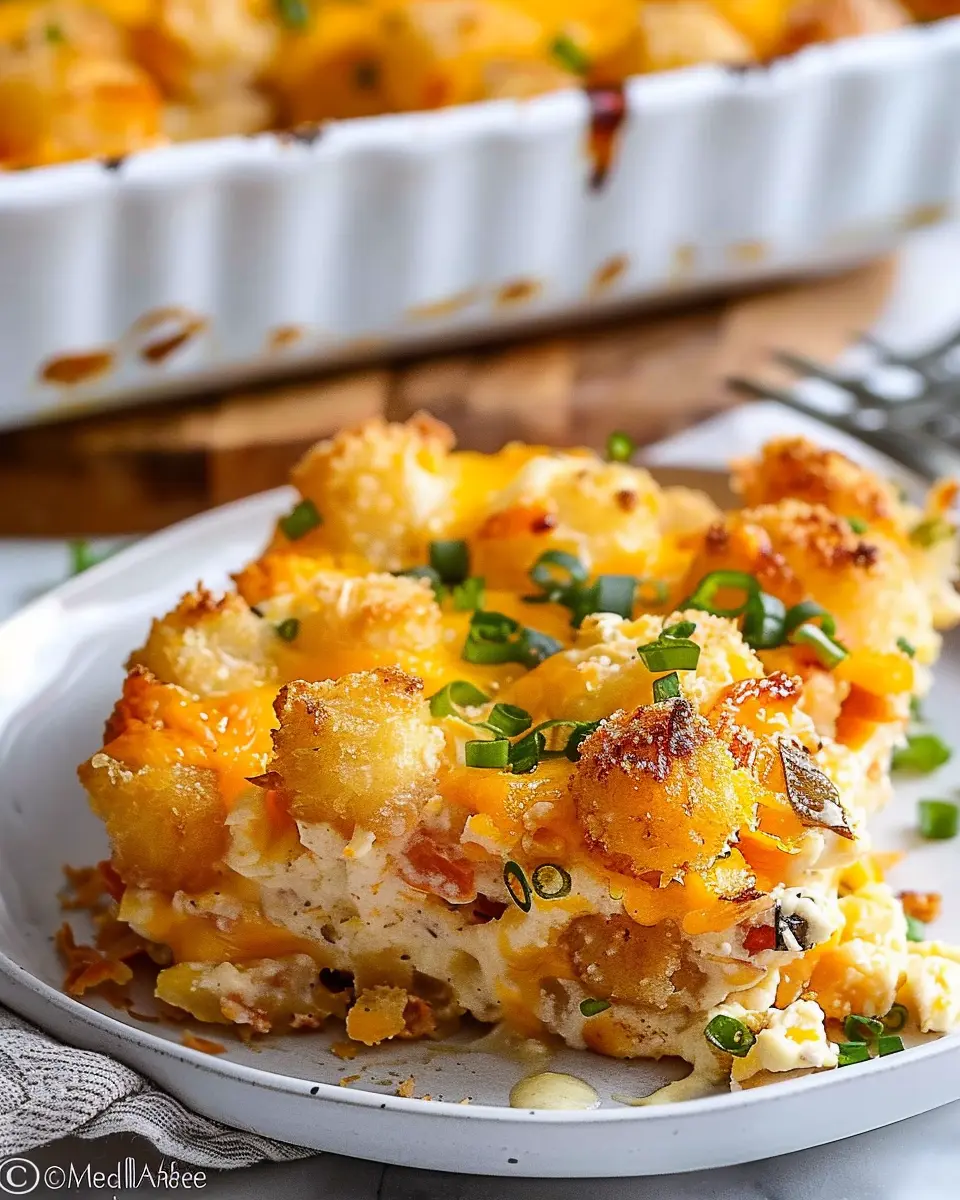 Cracked Out Tater Tot Breakfast Casserole with Turkey Bacon Delight