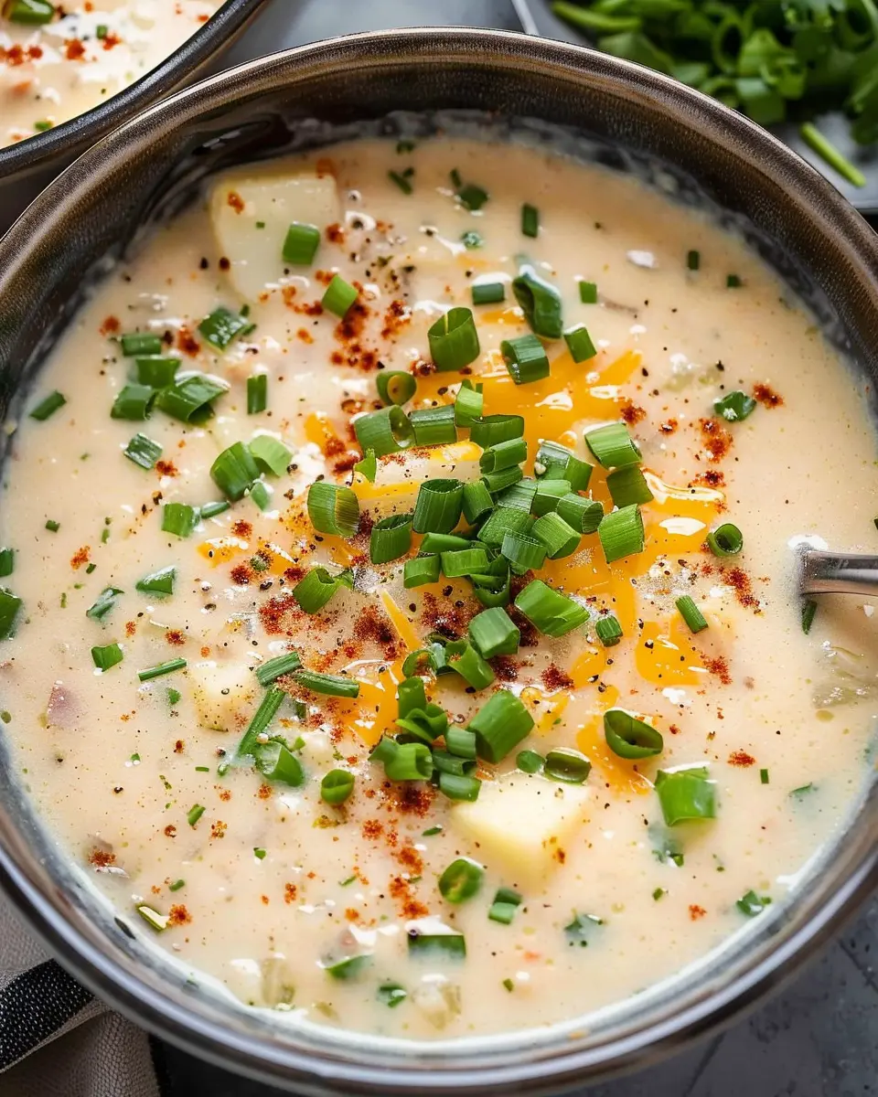 Easy Crockpot Potato Soup Recipe with Turkey Bacon and Chicken Ham