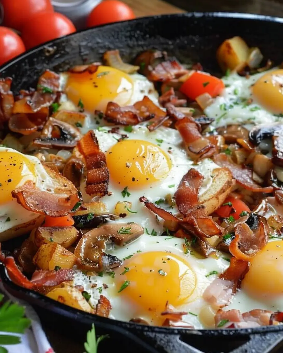 Breakfast Skillet: Easy Turkey Bacon and Chicken Ham Delight