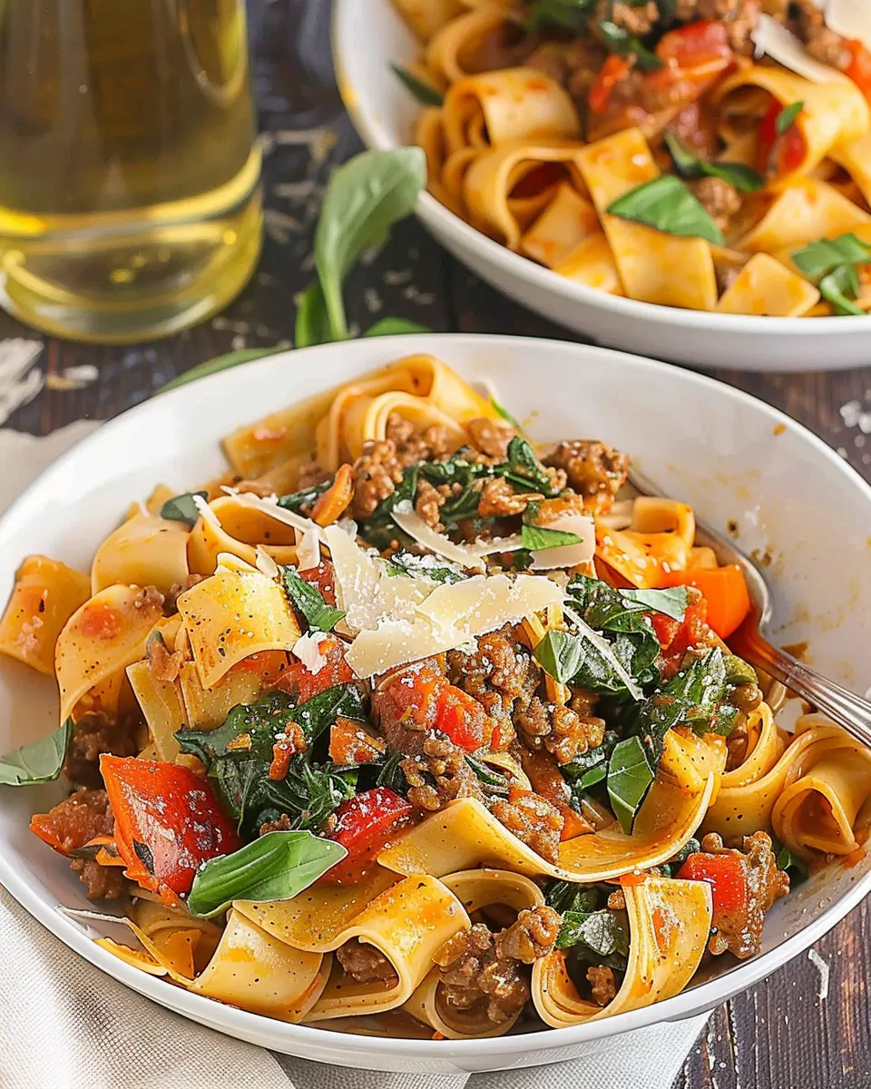 Italian Drunken Noodles: Easy Comfort Food with Turkey Bacon and Chicken Ham