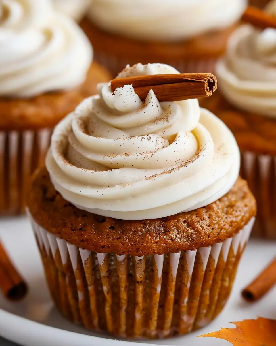 Pumpkin Cupcakes with Cinnamon Cream Cheese Frosting for Fall Bliss