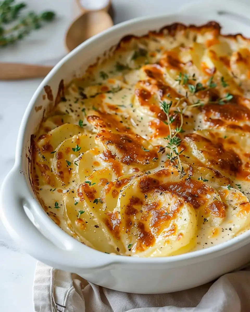 Creamy Classic Scalloped Potatoes with Turkey Bacon and Chicken Ham