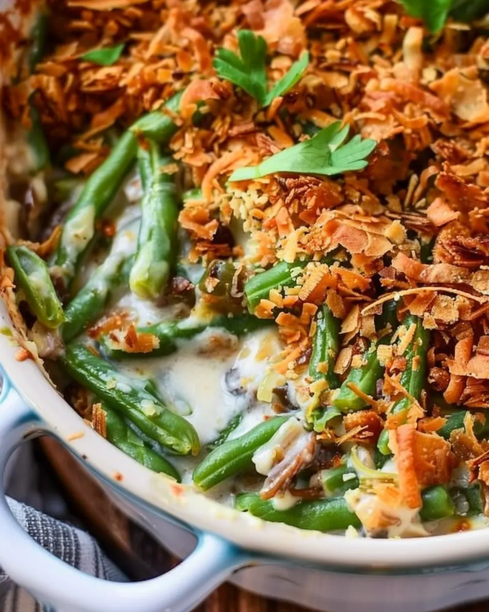 Southern Green Bean Casserole Recipe with Turkey Bacon Delight