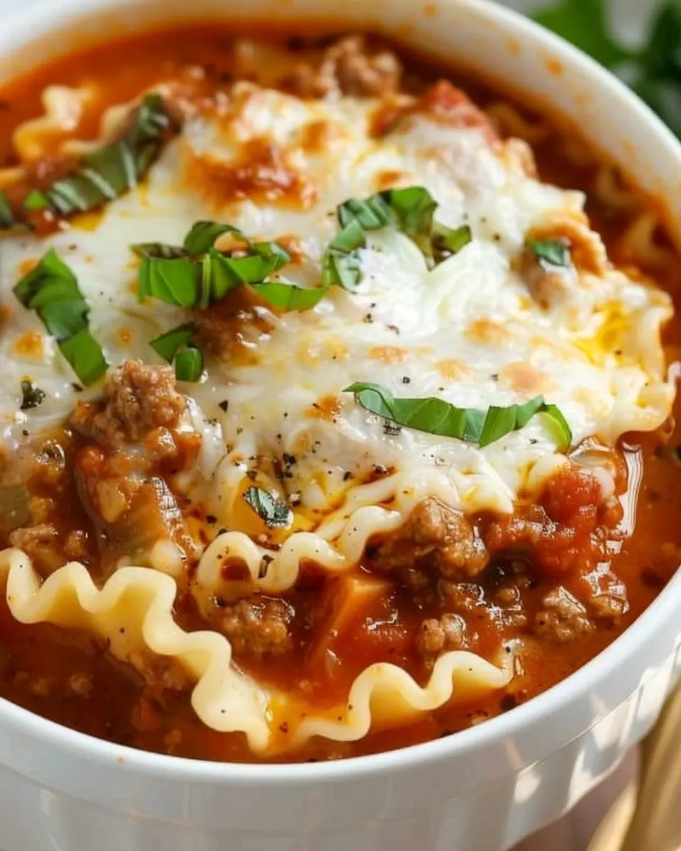 Lasagna Soup: Easy Comfort Food with Turkey Bacon and Chicken Ham