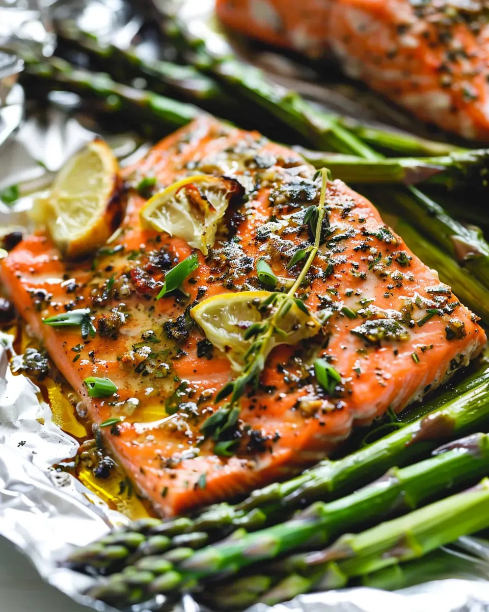 Herb Butter Salmon: Easy Foil Packs with Asparagus and Turkey Bacon