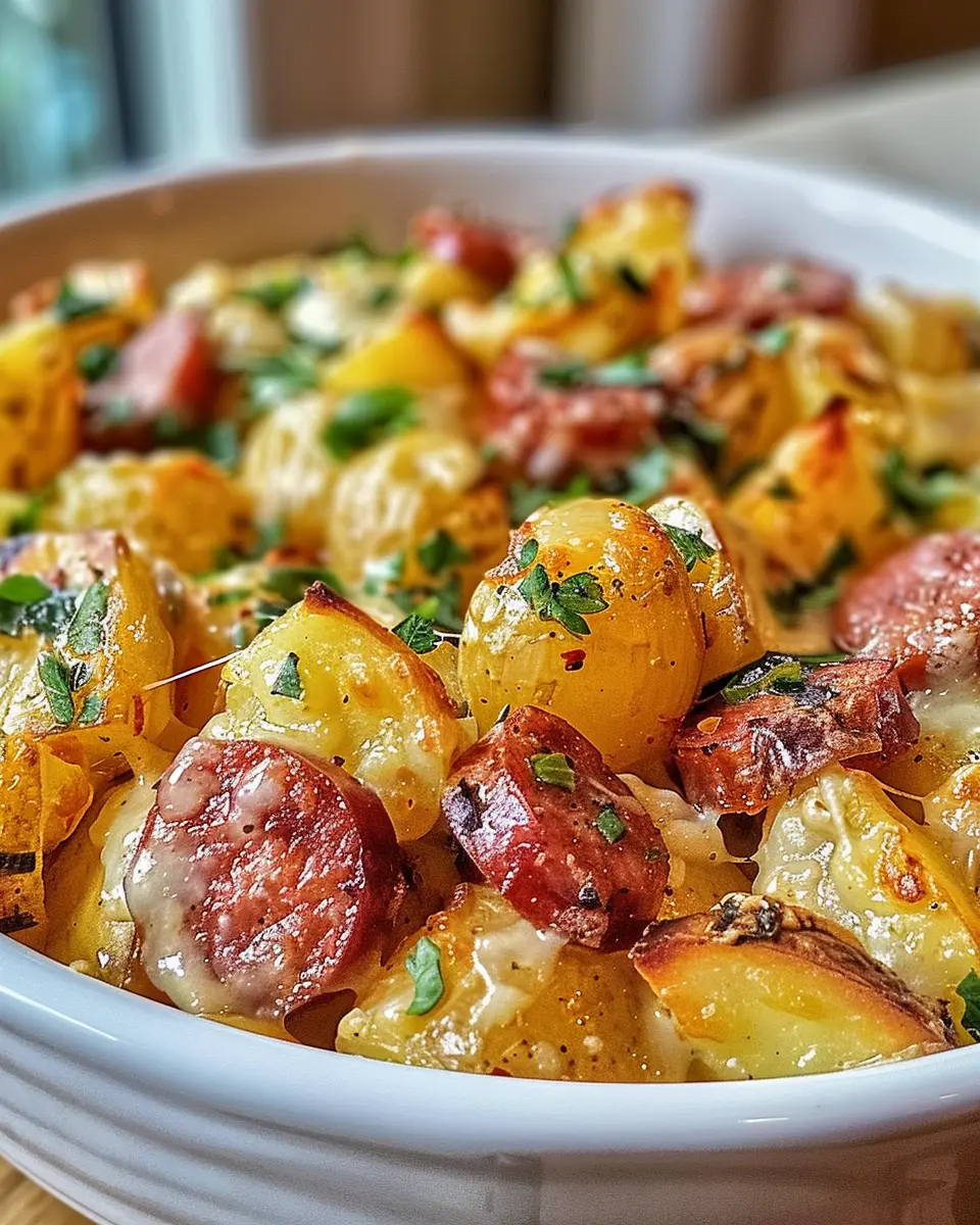 Cheesy Ranch Potatoes and Smoked Sausage Delight: Easy Comfort Food