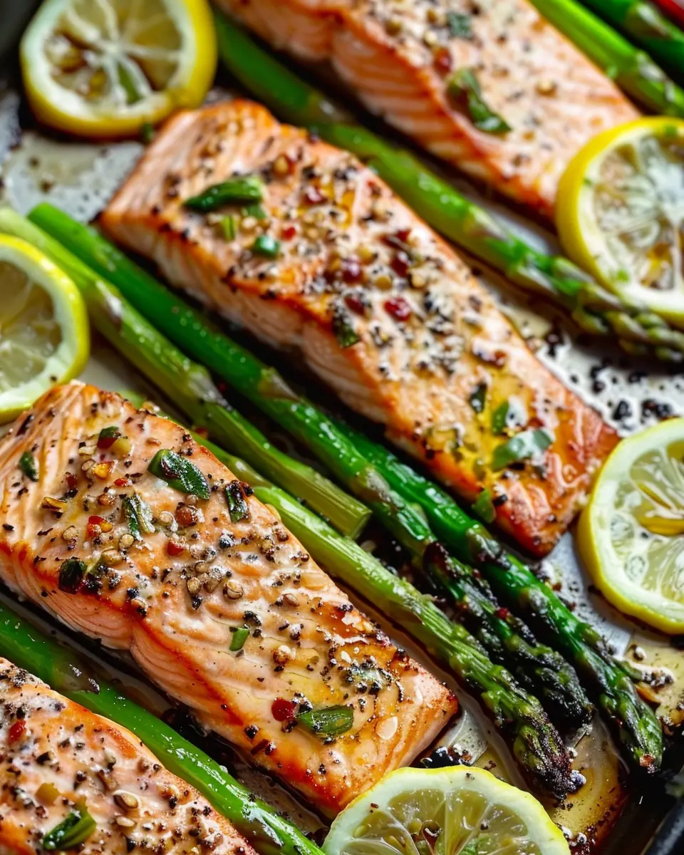 One Pan Baked Lemon Garlic Salmon And Asparagus One Pan Baked Lemon Garlic Salmon And Asparagus