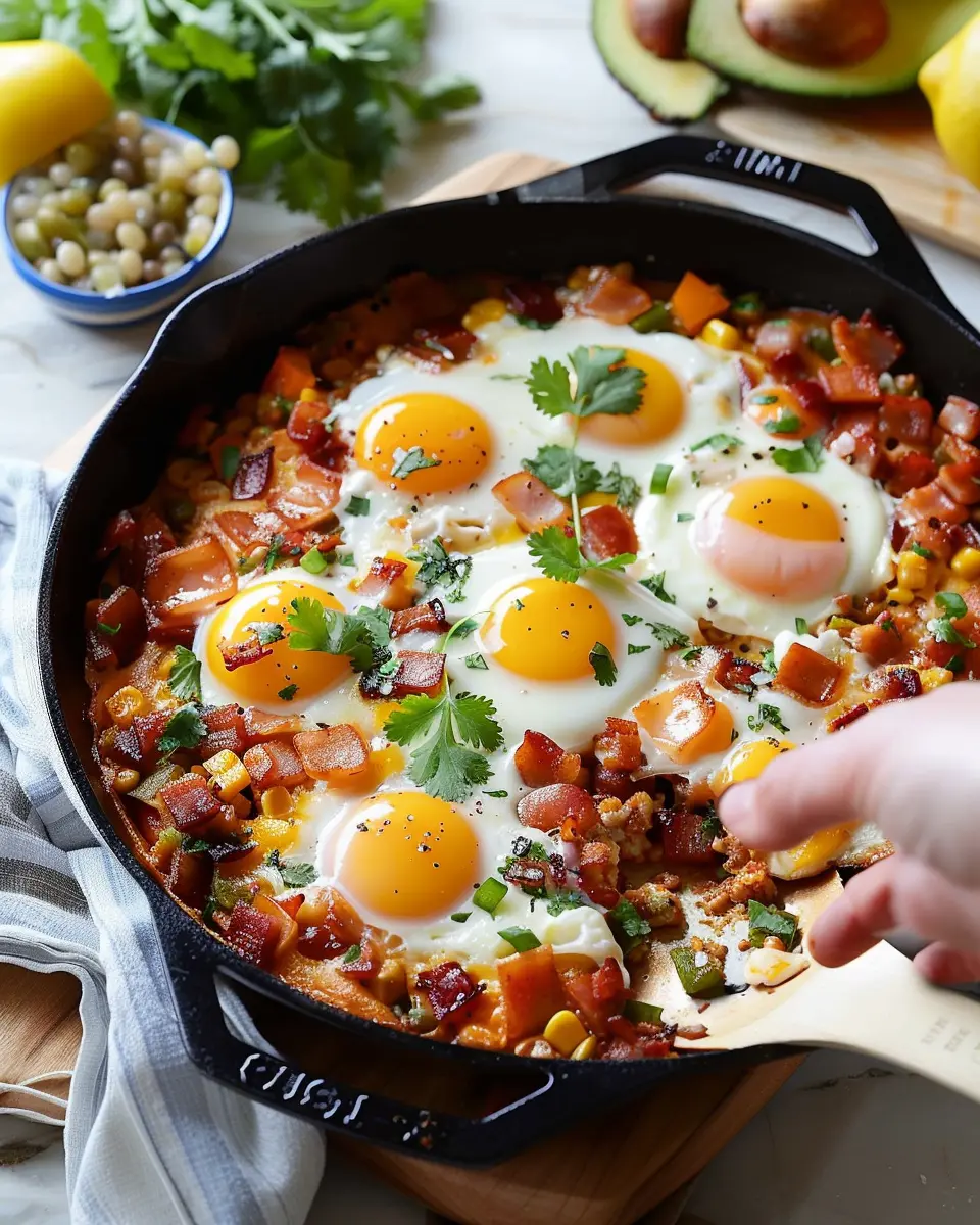 This Loaded Breakfast Skillet: Hearty Turkey Bacon &amp; Chicken Ham Delight
