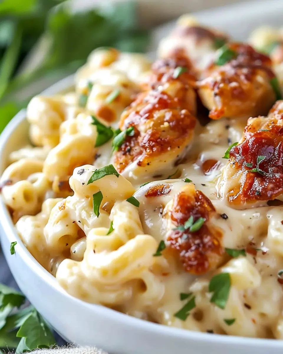 Copycat Applebee’s Honey Pepper Chicken Mac and Cheese Deluxe