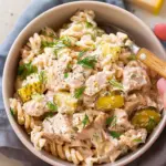 Healthy Creamy Dill Pickle Tuna Pasta Salad Recipe
