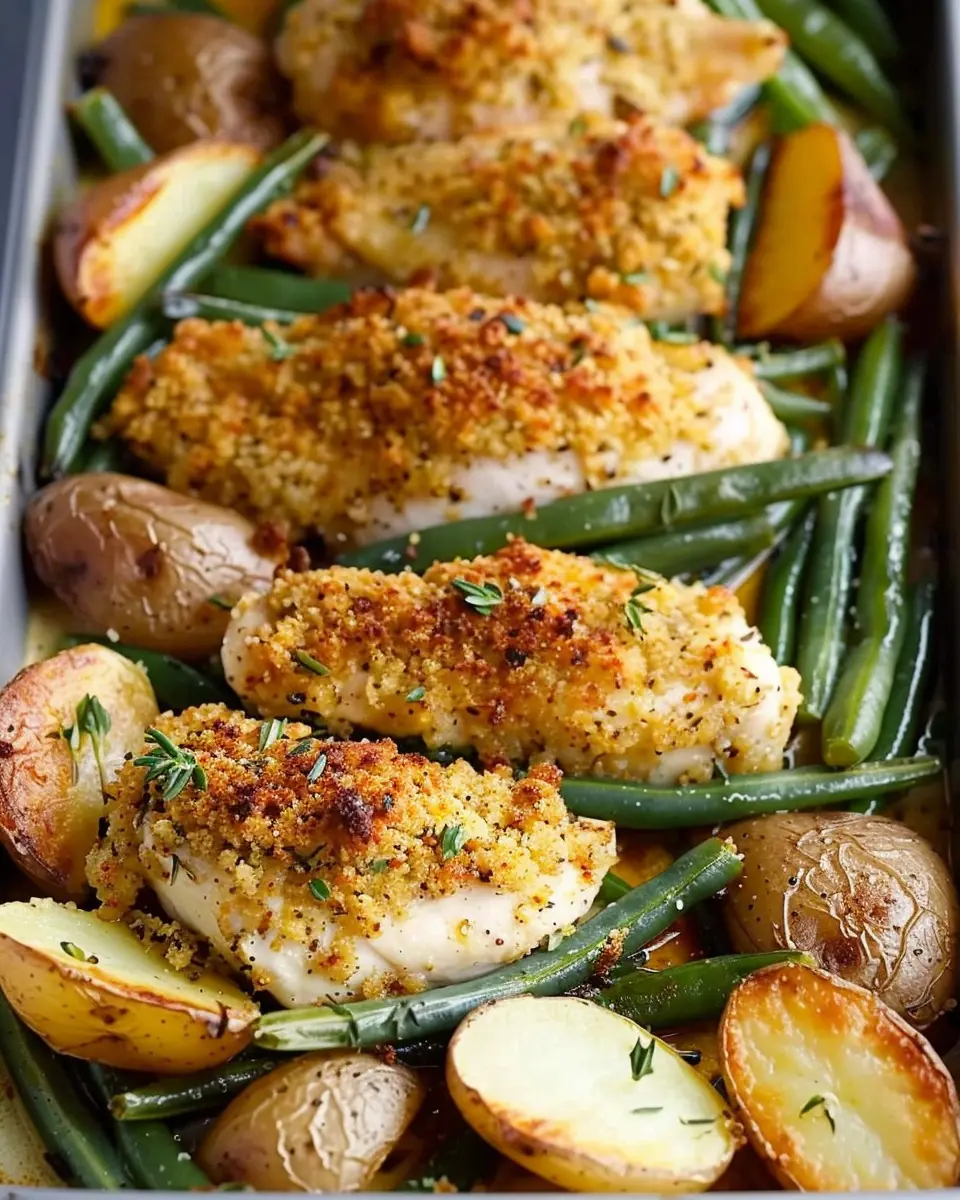 Parmesan Crusted Sheet Pan Chicken: Easy Dinner with Potatoes &amp; Green Beans