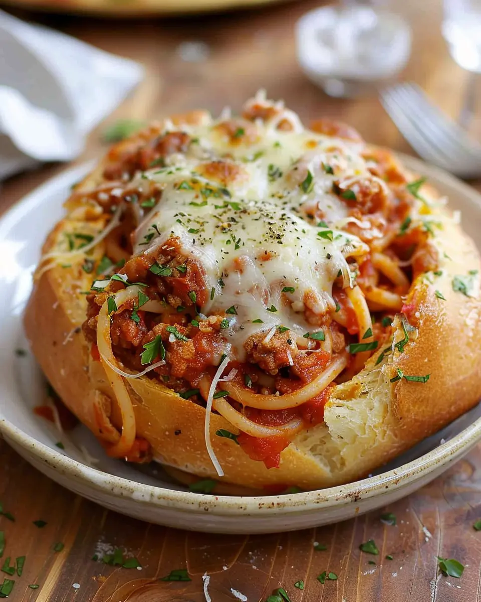 Bread Bowl Spaghetti: Indulgent Comfort Food with Turkey Bacon