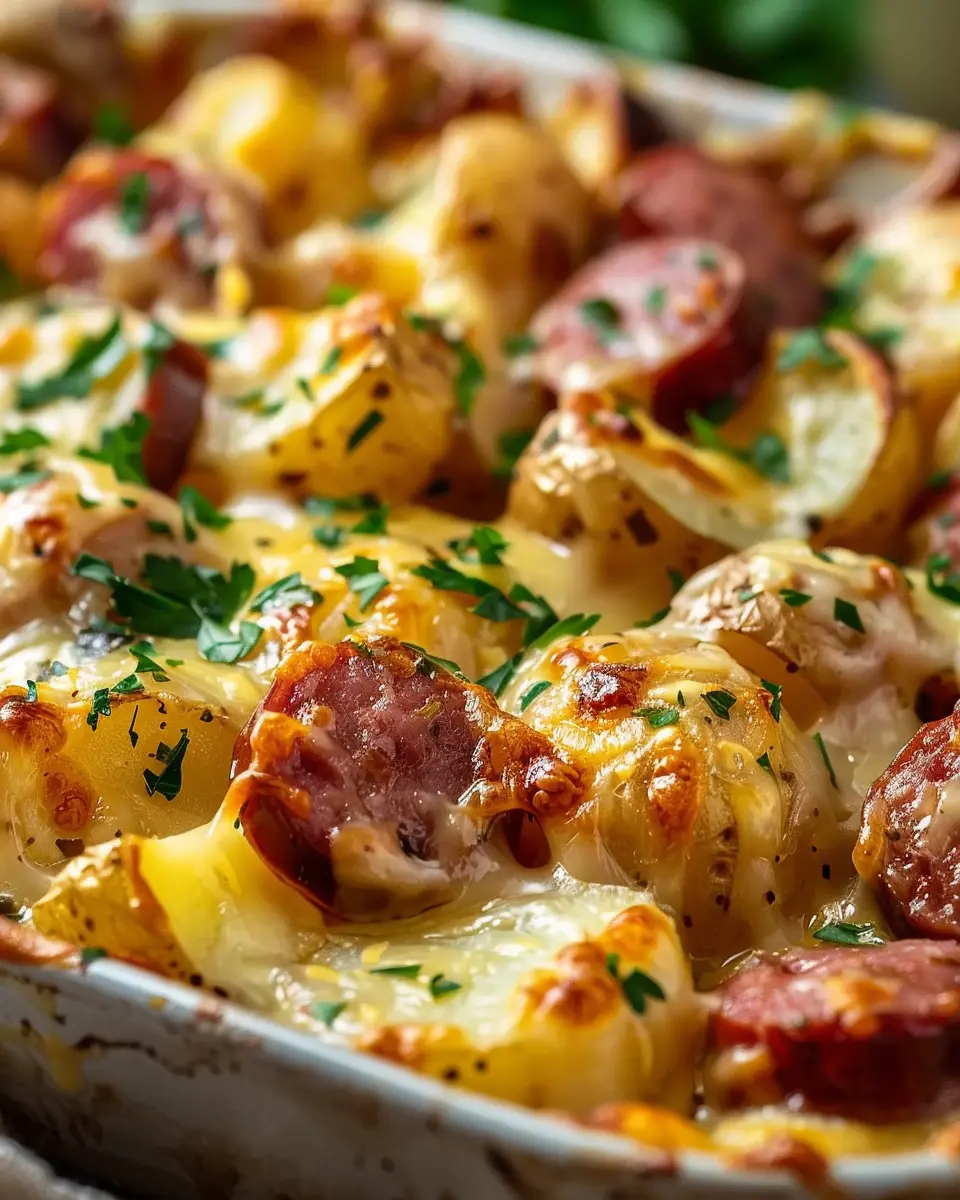 Cheesy Ranch Potatoes with Smoked Sausage for a Cozy Dinner