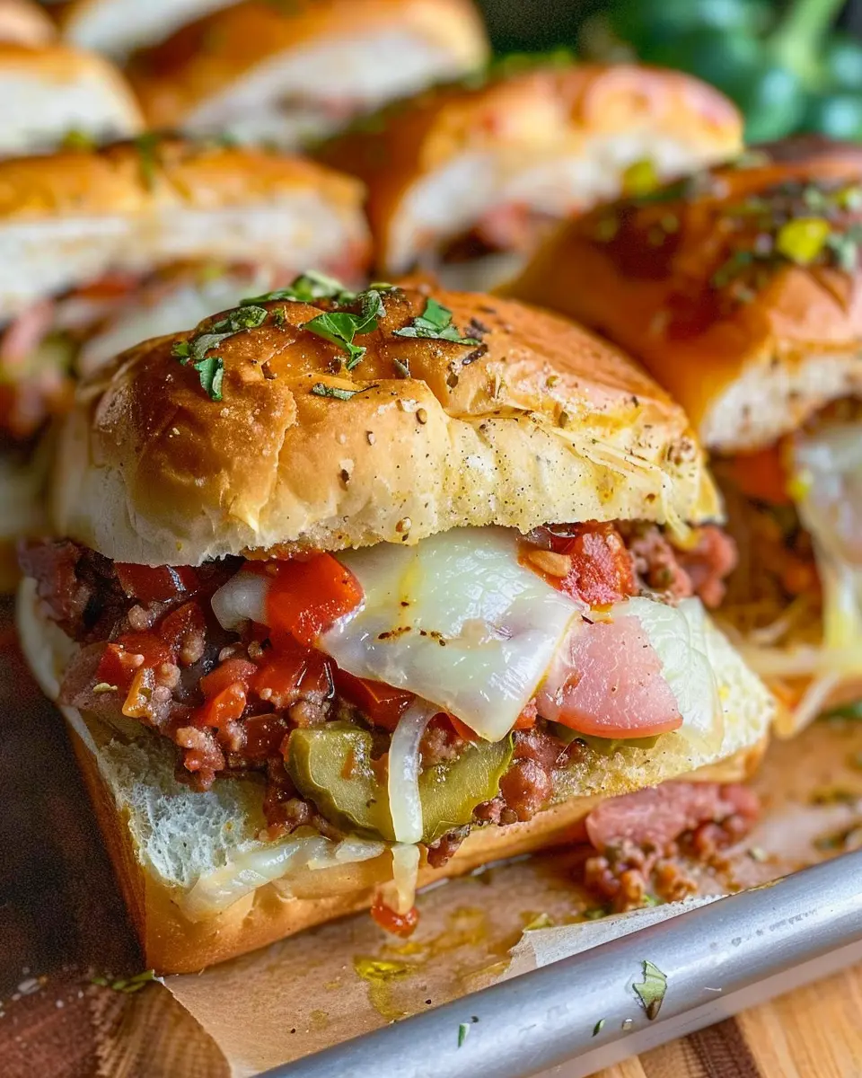 Hot Italian Sub Sliders with Turkey Bacon and Chicken Ham Bliss