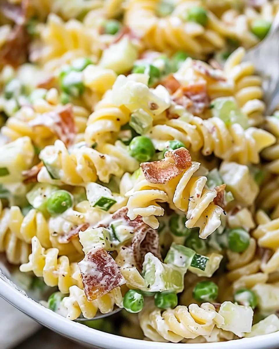 Creamy Pasta Salad with Turkey Bacon and Chicken Ham Delight