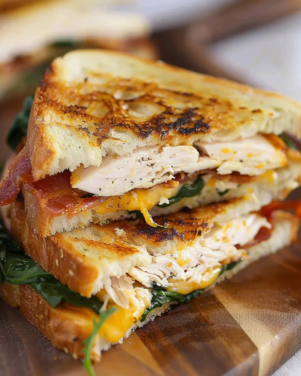 Turkey Melt with Cheddar: Indulgent Spinach and Turkey Bacon Delight