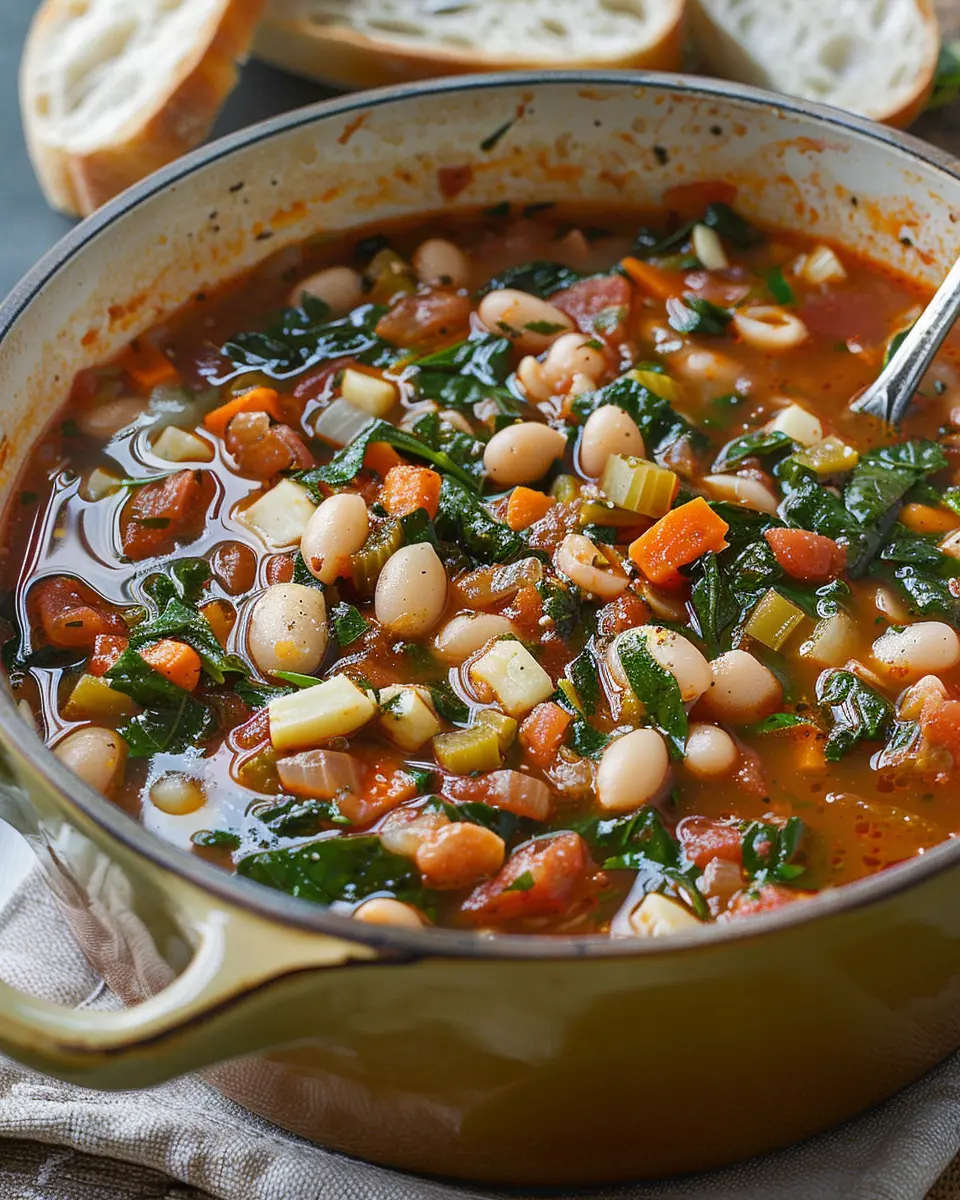 Winter Minestrone Delight with Turkey Bacon &amp; Garlic Bruschetta