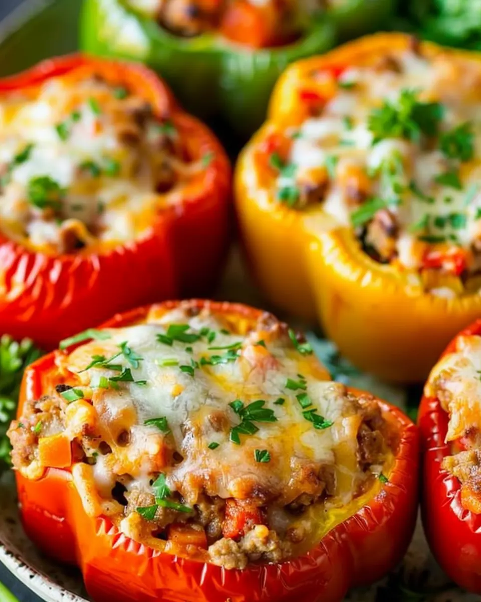 Stuffed Bell Peppers: Easy Turkey Bacon &amp; Chicken Ham Delight