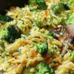 One Pot Cheesy Orzo With Broccoli