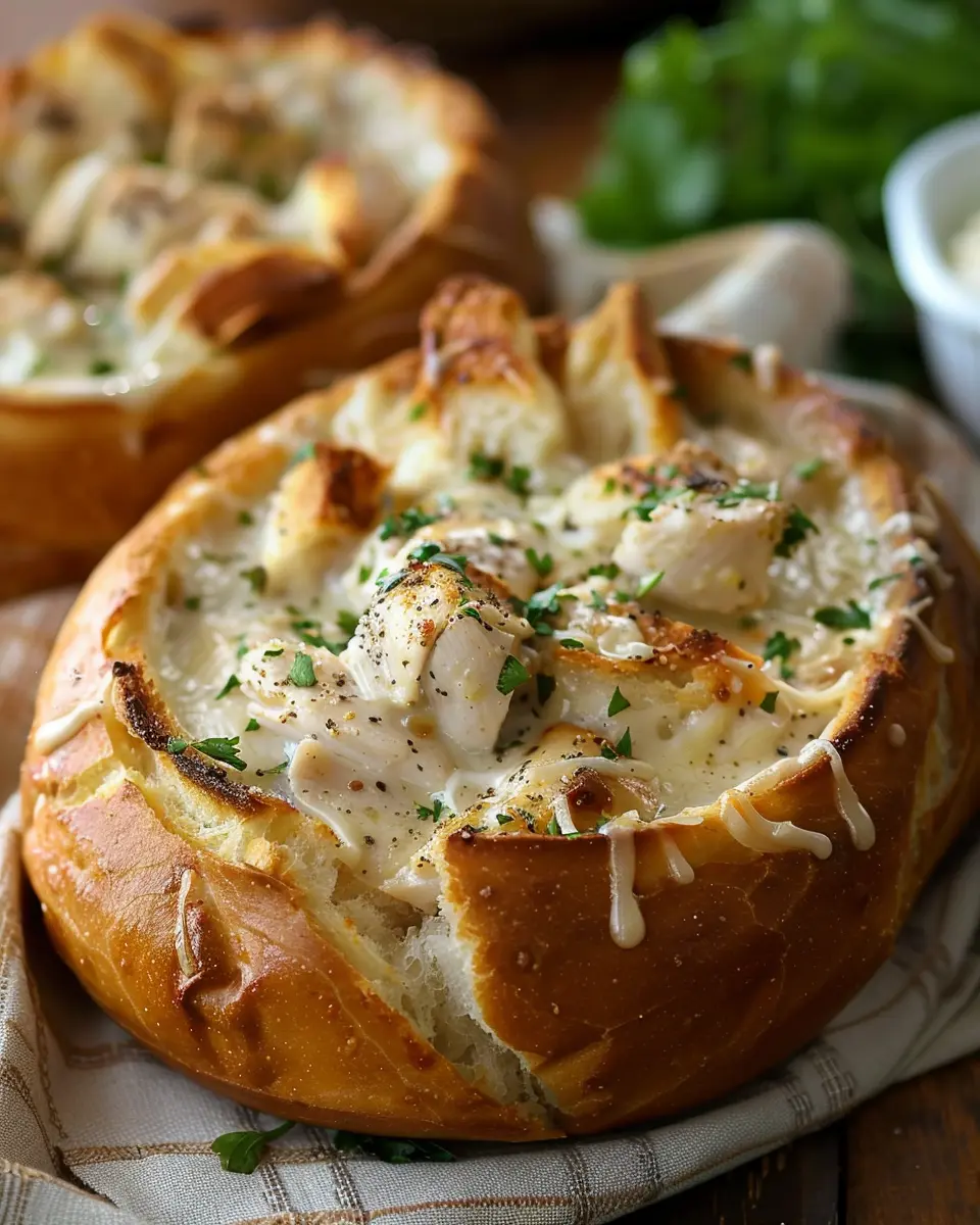 Chicken Alfredo Garlic Bread Bowls: Easy and Indulgent Comfort Food