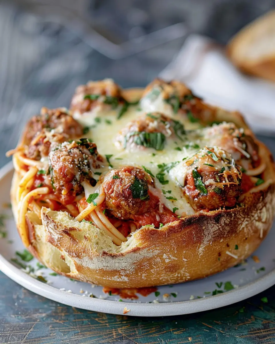 Garlic Bread Bowl With Spaghetti and Meatballs: The Best Comfort Meal